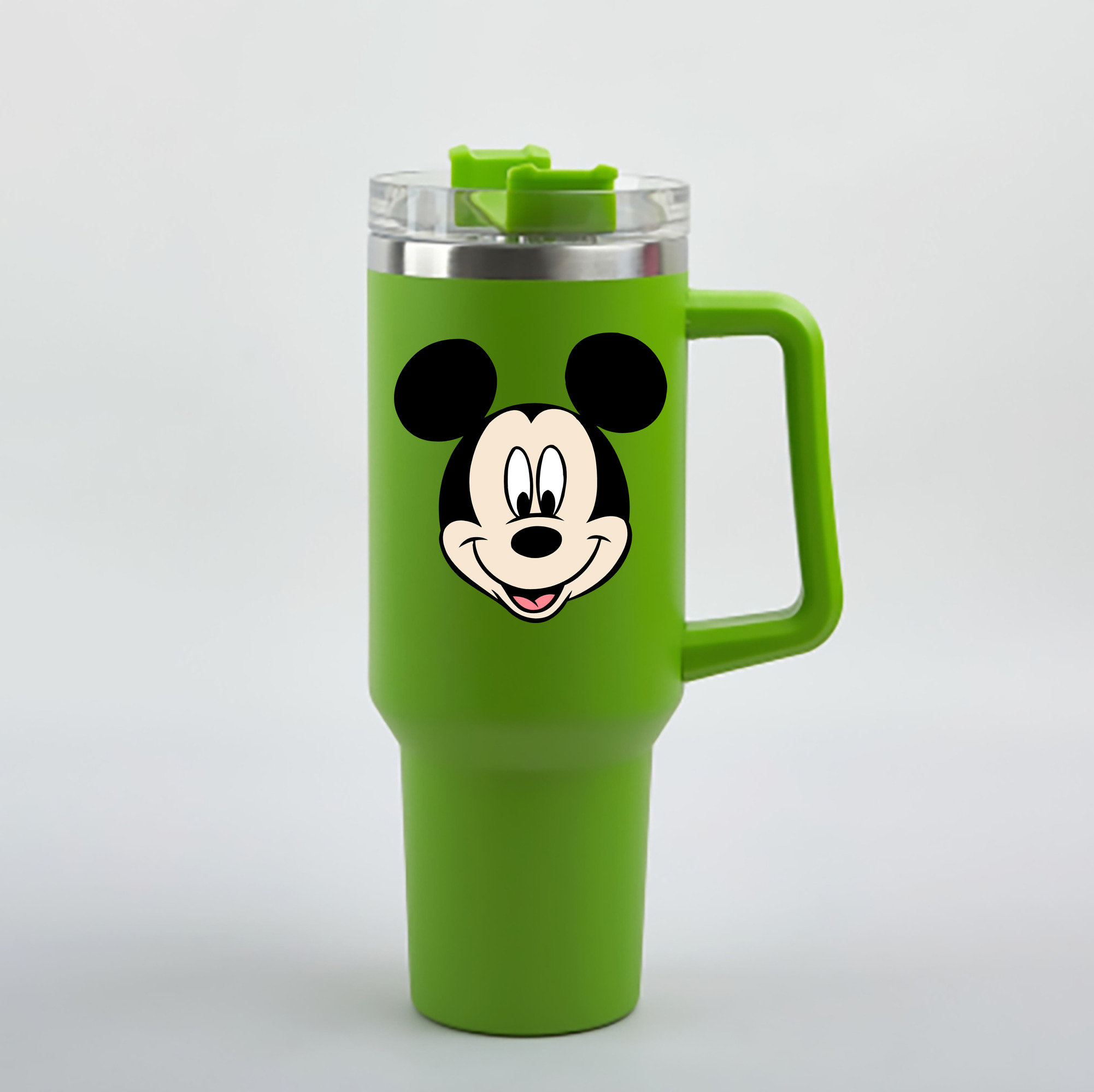 （画像用） ミッキーマウス Mickey Mouse 1200mL車用タンブラー - クリスタルステッカー（プラスチックストロー付き）